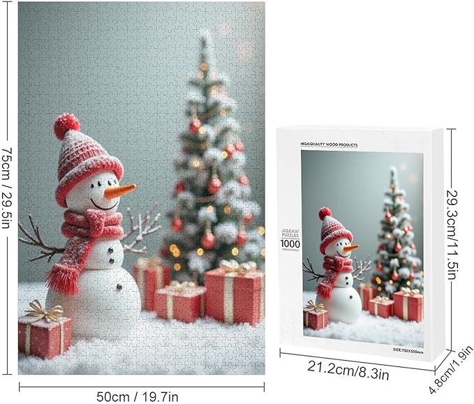 Wooden Puzzles for Adults 1000 Pieces, Christmas Winter Snowman, Each Piece is Unique and Perfectly Put Together, are Special Home Decorations, Fun Puzzles, Party Games, Family Toys