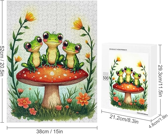 Jigsaw Puzzles for Adults 500 Piece - Colorful Frogs Wooden Puzzles, Unique Gifts for Wall Art，Family Puzzles，Educational Games，Challenge Puzzles