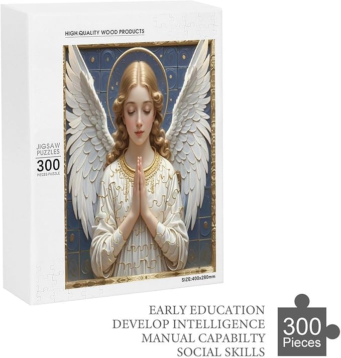 Wooden Puzzle - Classic Angel Praying Jigsaw Puzzles，Wooden Puzzles for Adults 300 Pieces Challenge Puzzles，Educational Games，Family Puzzles，Unique Gifts for Wall Art