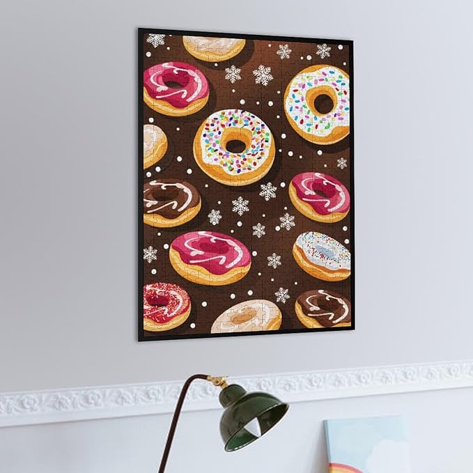 Puzzles for Adults 500 Pieces Wooden Jigsaw Puzzle - Christmas Donuts Theme Puzzle，Party Games，Family Toys，Educational Puzzles，Stress Relief Wooden Puzzle，Gifts for Family and Friends