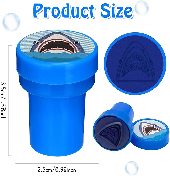 Cinrobiye 24 Pcs Shark Party Favors Stampers for Boys Girls Pre-Inked Sea Animal Stamps for Birthday Party Supplies Goody Bag Fillers School Classroom Rewards DIY Crafts Pinata Gift Prize