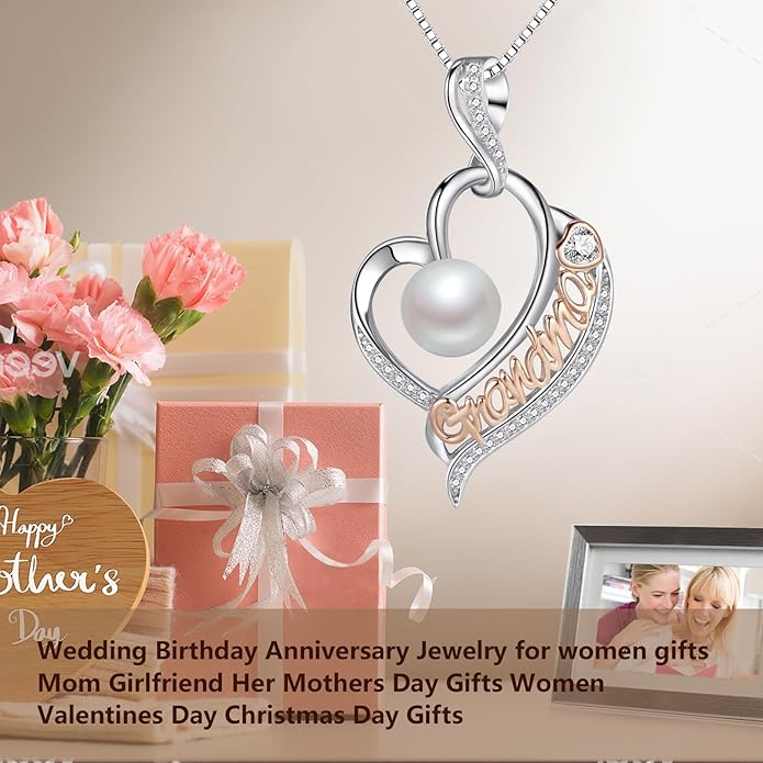 Mothers Day Gifts for Mom -Grandma Mom from Daughter Son, Gifts for Wife Nana Mother Birthday-Christmas Day for Women Her Jewelry Gift, Pearl Necklaces