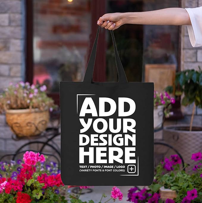 shop4ever Personalized Custom Design Your Own Eco Cotton Tote Reusable Shopping Bag Customizable Gift