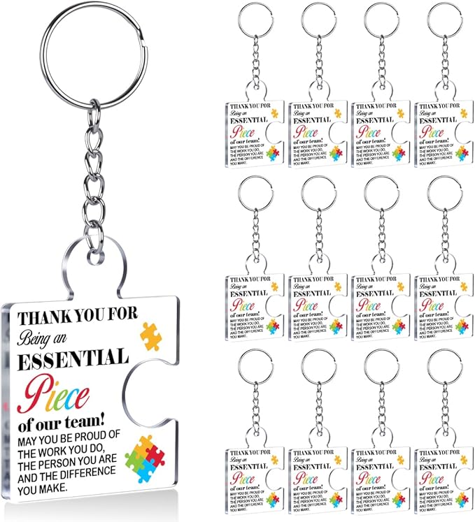 Team Appreciation Gifts for Employee Coworker Staff Bulk, Teamwork Thank You Gift Set Puzzle Piece Acrylic Keychains