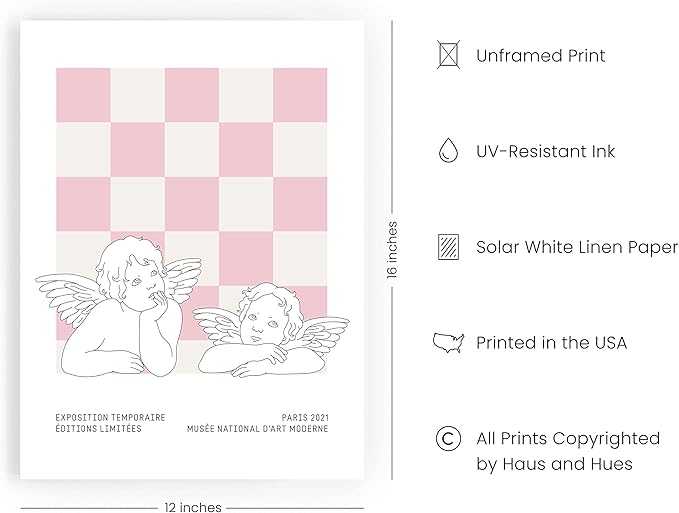 HAUS AND HUES Pink Wall Art, Danish Pastel Posters, Aesthetic Room Decor, Cool Trendy Prints (Unframed, 12x16)