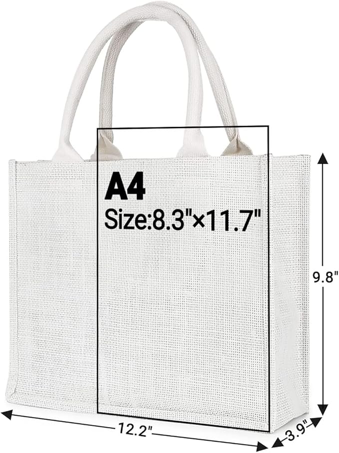Segarty Tote Bags, 3 Pack Small White Burlap Jute Reusable Canvas Gift Favors Bag with Handles Blank Tote Bulk for Bridesmaid Wedding, Women Market Grocery Shopping, Bachelorette Party, Beach Trip