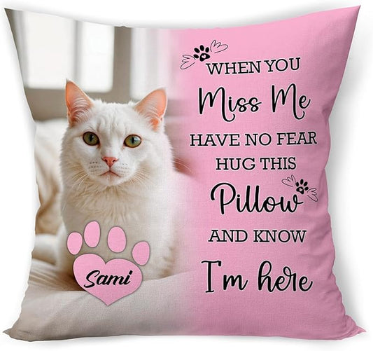 Personalized Pet Memorial Throw Pillow (Insert Included), Cat Remembrance Gifts, Cat Memorial Gifts for Loss of Cat, Cat Memorial Pillow, Loss of Cat Sympathy Gift, Pet Loss Sympathy Gift