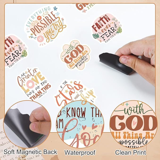 Bible Verse Fridge Magnet - 12 Pcs Christian Inspirational Quotes Locker Magnets Motivational Refrigerator Magnetic Religious Scripture Magnetic Stickers for Home Office Kitchen Decor