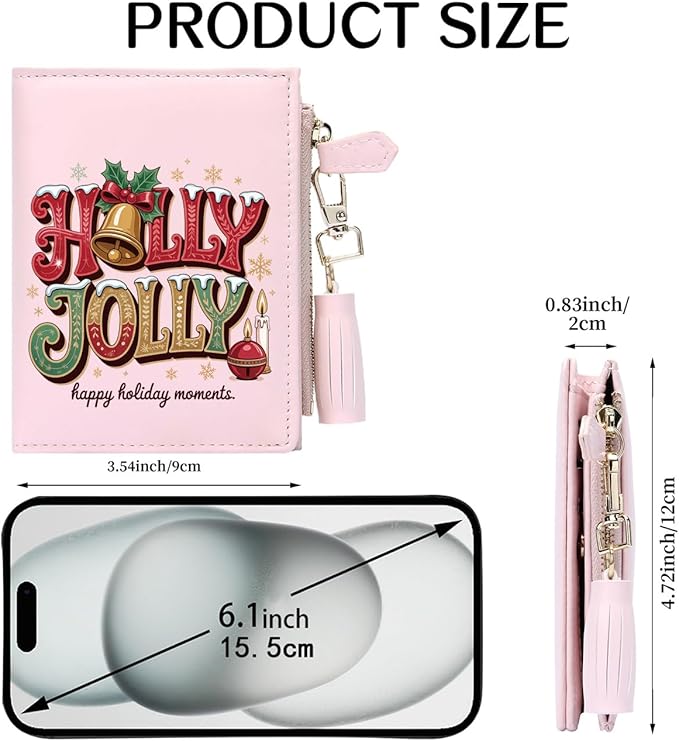 GEEAD Custom Design Small Wallets for Women Bifold Slim Coin Purse Zipper ID Card Holder for Christmas