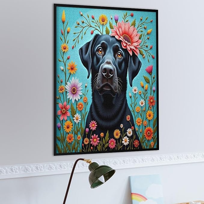 Jigsaw Puzzles for Adults 1000 Piece - Black Labrador Dog Themed Wooden Puzzles，Puzzle Games Challenge Puzzles，Educational Games，Family Puzzles，Unique Gifts for Wall Art