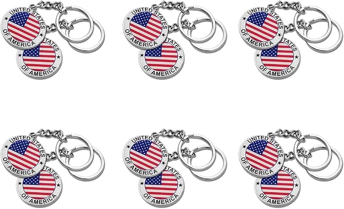 12 Pack US United States Keychain NYC Metal Key Ring Star Stripe US Flag Souvenir Patriotic Gift