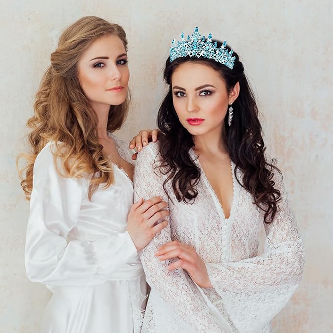 VELSCRUN Blue Crystal Birthday Tiara Crowns for Women Girls It's My Birthday Sash Queen Girls Princess Crown with Combs Happy Birth Party Decorations Mom Sisters Birth Gift Hair Accessories