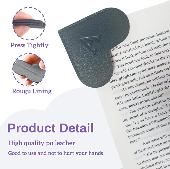 MOTEERLLU Personalized Leather Heart Bookmark with Initials, Cute Custom Corner Bookmarks for Reading Women, Men, Kids, Teachers, Book Lovers Gifts(Black G)
