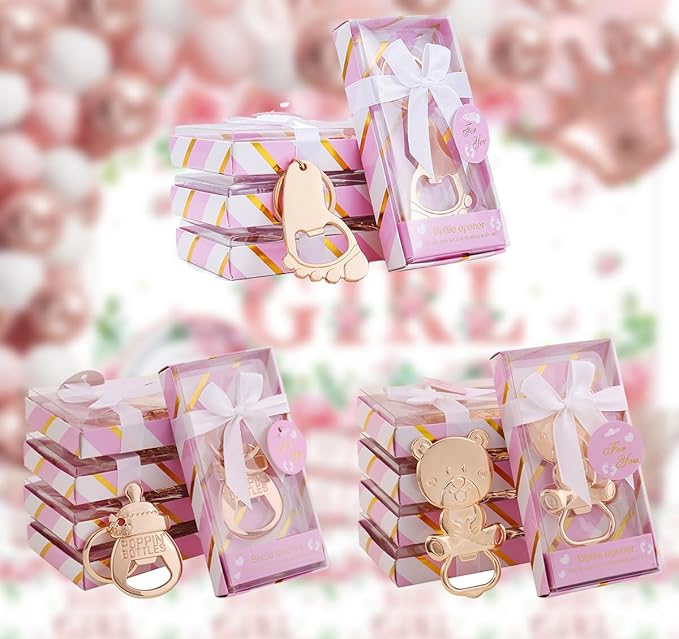 24 pcs Baby Shower Favors for Guest Bottle Opener Baby Shower Keepsake Baby Shower Return Gift for Guest Baby Shower Souvenir for Boy or Girl Baby Shower Decorations (Pink-3)