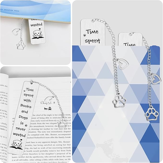 Dog Bookmark, Kaluofan Book Marks for Reading Women, Cute Bookmarks for Kids Book Lovers Dog Lovers, Dog Metal Bookmark for Bookworms Friends Teachers, School Home Office Reading Stationery