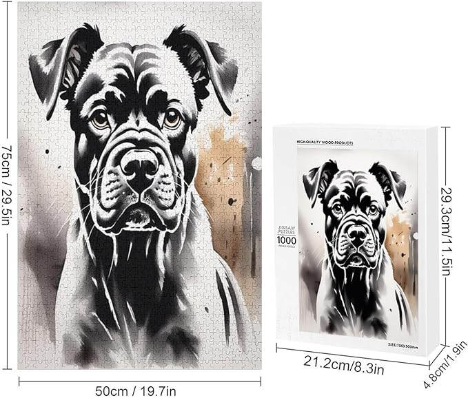 Jigsaw Puzzles for Adults 1000 Piece - Boxer Dog Portrait Animal Themed Wooden Puzzles，Stress Relief Games，Puzzle Games Challenge Puzzles，Educational Games，Family Puzzles