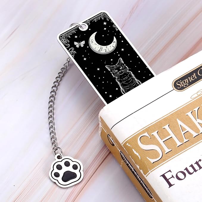 Cat Bookmark for Book Lovers Gifts Valentines Day Birthday Book Accessories Bookish Gifts for Her Him Women Men Reading Lovers Metal Bookmark for Reading Women Reader, Cat Themed Gift