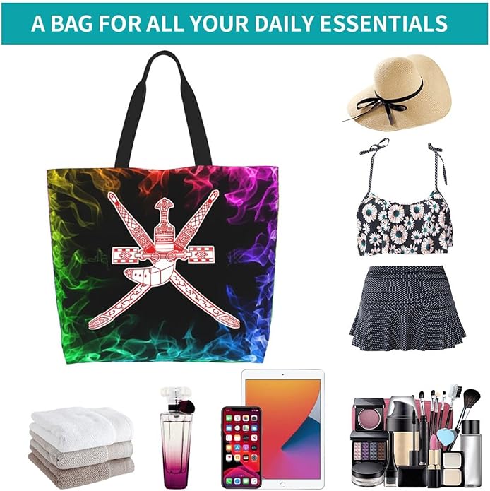 Oman National Emblem Large Reusable Eco-friendly Shopping Bags Portable Storage Handbag