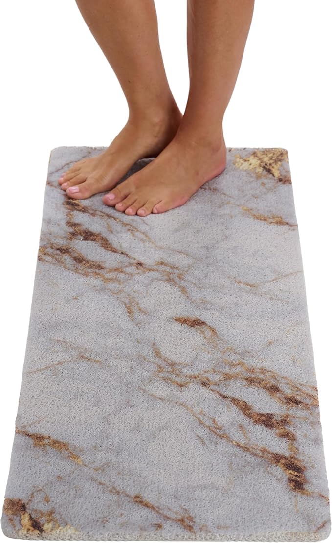 Non Slip Bathtub Mat Shower Mat for Tub - Loofah Bath Mats for Bathroom - 40x16 Bathtub Floor Mat - Textured Anti Slip Bath Mat Without Suction Cups - Secure Mat for Wet Areas (40x16 Blue Gold)