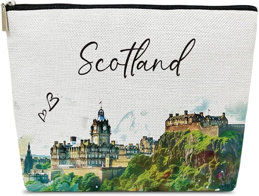 Scotland Travel Gifts Makeup Bag, City Travel Watercolor Cosmetic Bag for Purse, Scotland Souvenir, Trip Gifts for Traveller Lovers, City Themed Organizer