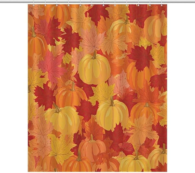 Autumn Pumpkins Fall Thanksgiving Shower Curtain Waterproof Washable Fabric Bathroom Shower Curtains for Bathroom Decorations Home Indoor Decor 56x72Inch