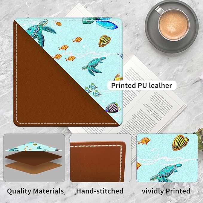 Cute Leather Bookmarks, Fun Triangle Making Corner Bookmark, Book Accessories for Reading Book Lovers, Unbreakable Page Markers for Women Men Cute Sea Turtle
