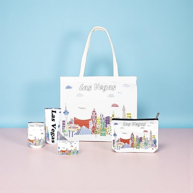 City Themed Artwork Magnet Collection by Beary Blu - Designed in The USA, Collectible Souvenirs Gifts 2.5" x 3.5" (Las Vegas)