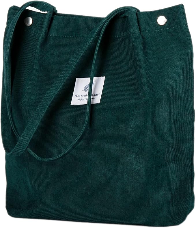 Corduroy Tote Bag Cute Tote Bags for Women Shoulder Bag with Inner Pocket for Work Beach Travel and Shopping Grocery
