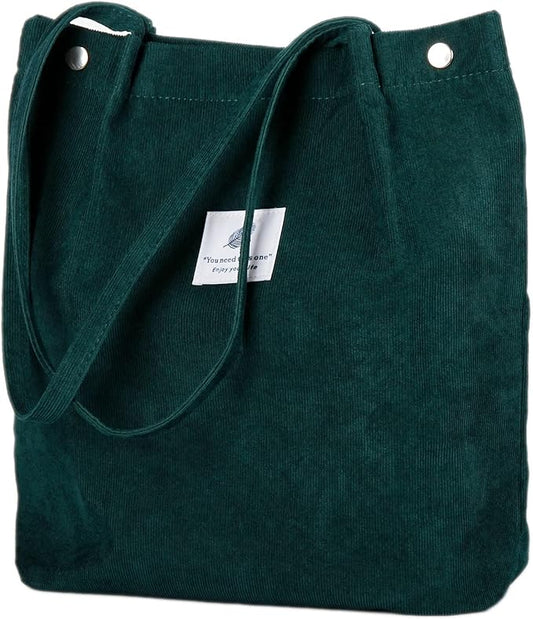 Corduroy Tote Bag Cute Tote Bags for Women Shoulder Bag with Inner Pocket for Work Beach Travel and Shopping Grocery