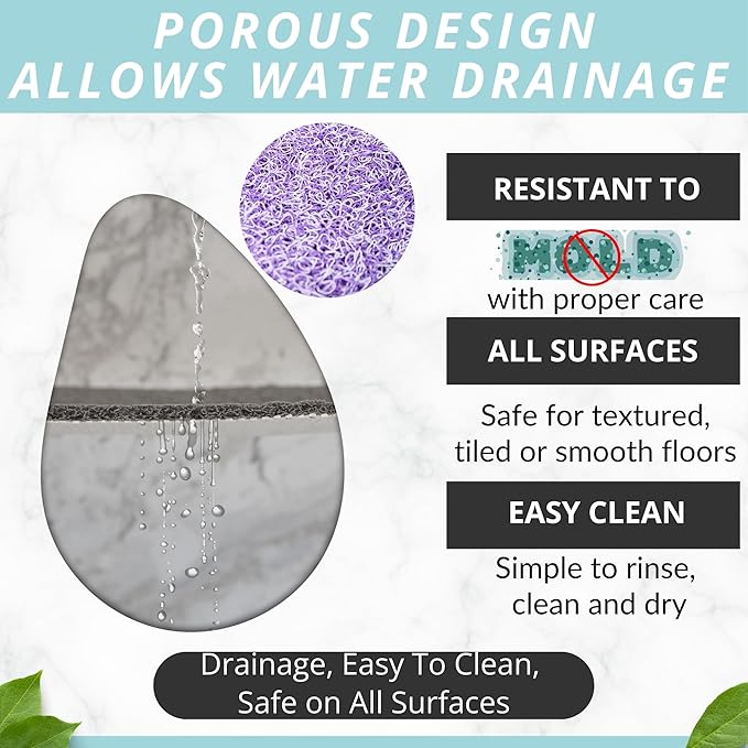 Non Slip Bathtub Mat Shower Mat for Tub - Loofah Bath Mats for Bathroom - 31x16 Bathtub Floor Mat - Textured Anti Slip Bath Mat Without Suction Cups - Secure Mat for Wet Areas (31x16 Purple)