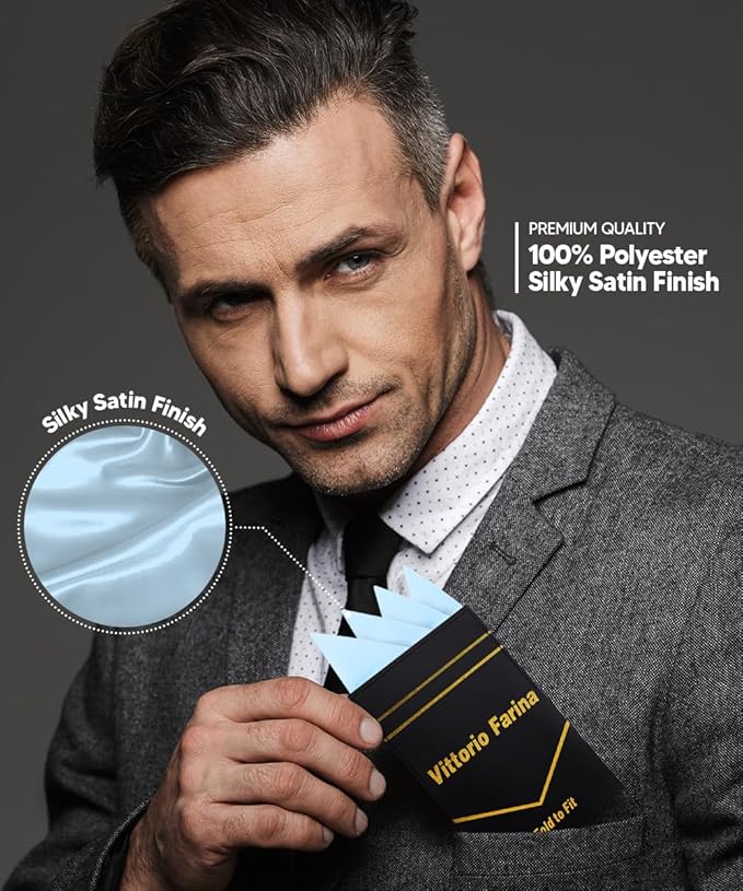 Premium Pre-Folded Four-Point Suit Pocket Square for Men with Sewn Pocket Fold