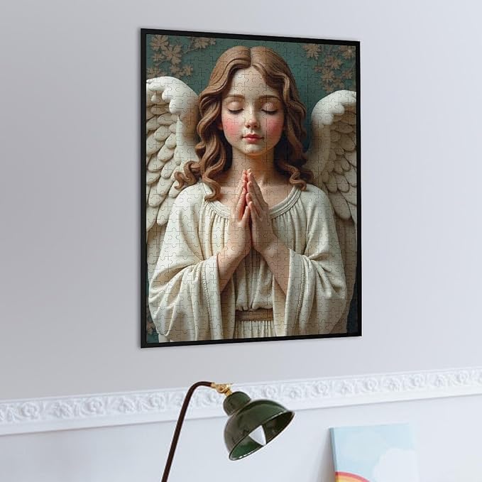 Wooden Puzzle - Classic Angel Praying Jigsaw Puzzles，Wooden Puzzles for Adults 500 Pieces Challenge Puzzles，Educational Games，Family Puzzles，Unique Gifts for Wall Art,Funnny Puzzles