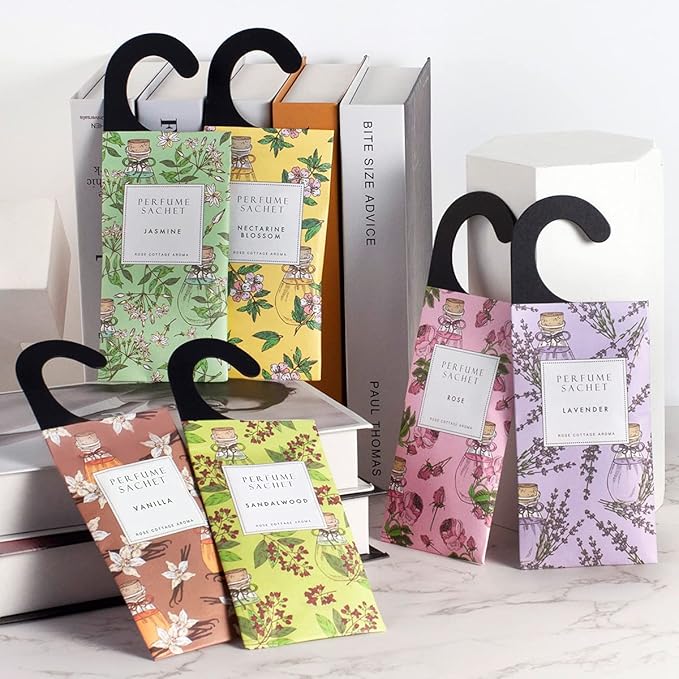 ROSE COTTAGE Large 12 Packs Peppermint Hanging Closet Deodorizer Air Freshener Long Lasting Scented Sachets Smell Goods for House
