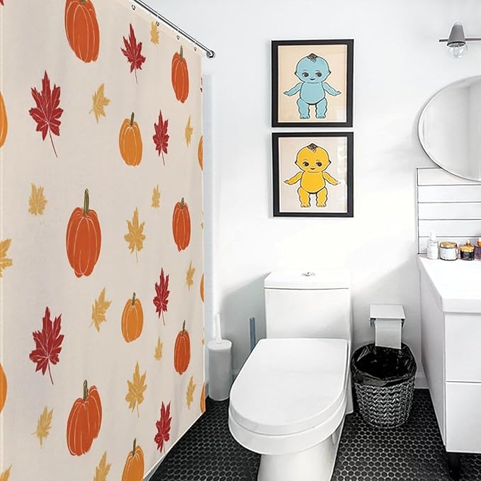 Fall Thanksgiving Pumpkin Shower Curtain Waterproof Washable Fabric Bathroom Shower Curtains for Bathroom Decorations Home Indoor Decor 47x72Inch
