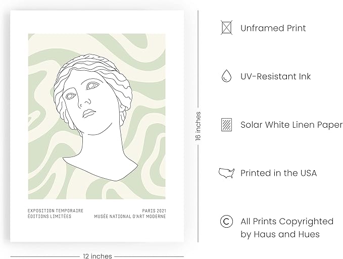 HAUS AND HUES Green Aesthetic Posters, Sage Green Wall Art, Danish Pastel Room Decor, Geometric Print (Unframed, 12x16)