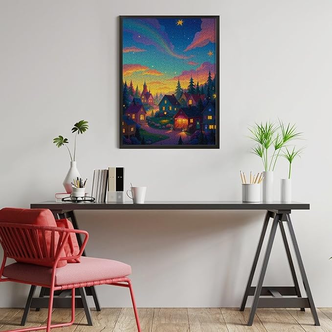 Jigsaw Puzzles for Adults 500 Piece - Color Dream Town Themed Wooden Puzzles，Family Puzzles，Unique Gifts for Wall Art ，Funny Puzzles，Stress Relief Games，Puzzle Games