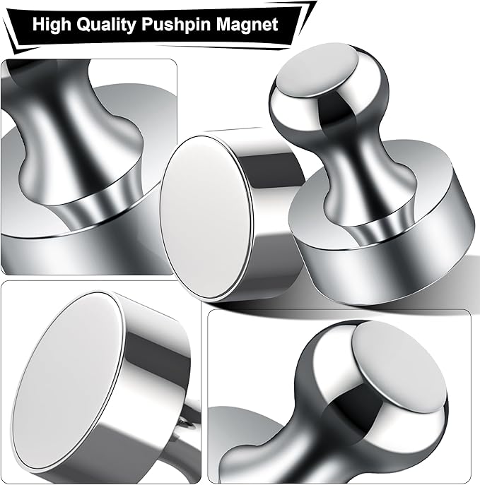 Tiergrade Metallic Magnets, Refrigerator Magnets, 60 Pack Magnetic Push Pins, Strong Fridge Magnets, Multi-use Whiteboard Magnets Perfect for Kitchen Office Classroom
