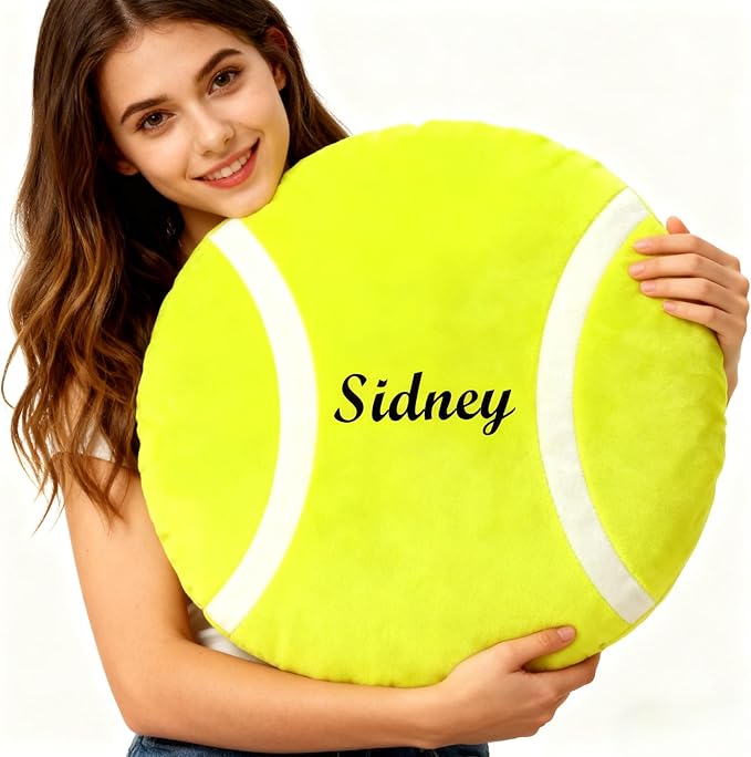 Personalized Name Tennis Pillow Custom Name Tennis Pillow for Boys Girls Customized for Tennis Fans Kids Birthday Sports Room Decore Game Day Sofa Cushion