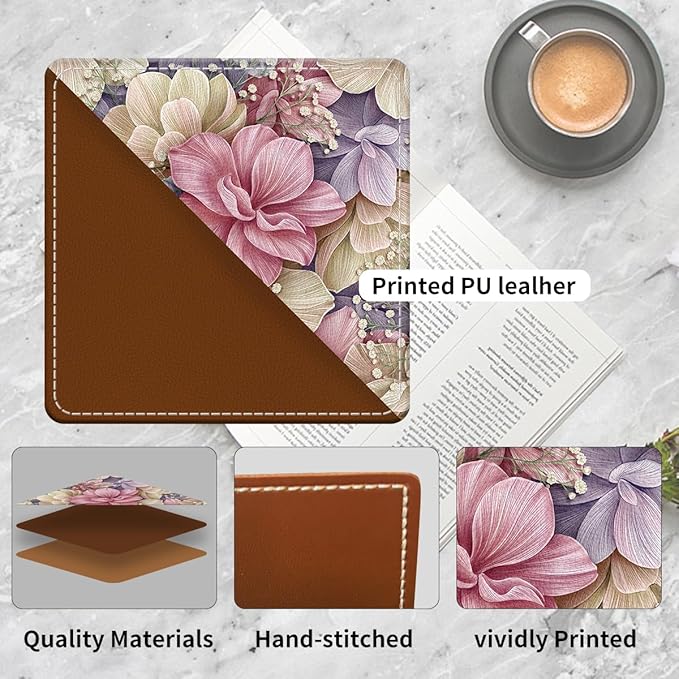 Cute Leather Bookmarks, Fun Triangle Making Corner Bookmark, Book Accessories for Reading Book Lovers, Unbreakable Page Markers for Women Men Colorful Beautiful Flower