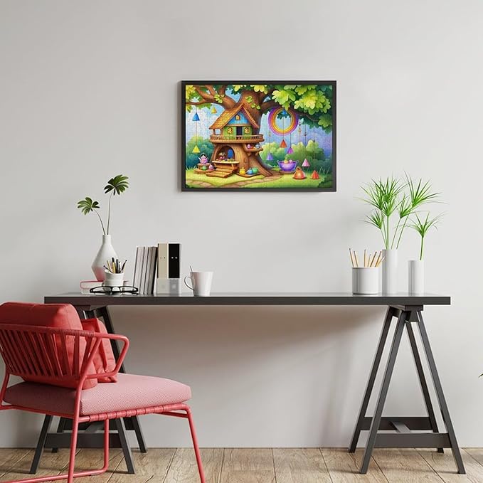 Wooden Puzzle - Fantastical Treehouse Escape Jigsaw Puzzles，Wooden Puzzles for Adults 300 Pieces Challenge Puzzles，Educational Games，Family Puzzles，Unique Gifts for Wall Art