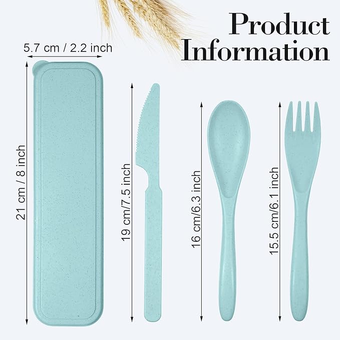 Yahenda 55 Set Reusable Travel Utensils Set with Case Wheat Straw Cutlery Portable Spoon Knife Fork Plastic Tableware Lunch Box Accessories Bulk for Adult Travel Picnic Camping Utensil(Colorful Color)