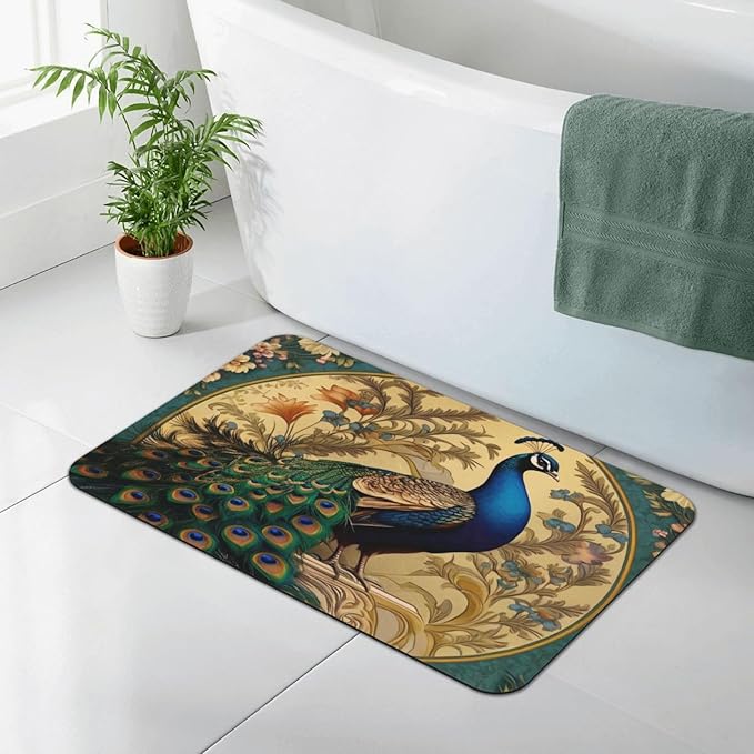 Diatomaceous Earth Bath Mat - Non-Slip Quick-Dry Bathroom Rug with Stylish Prints, Eco-Friendly Absorbent Floor Mat for Shower, Poolside(Vibrant Designs, 15.7 X 23.6Inch)