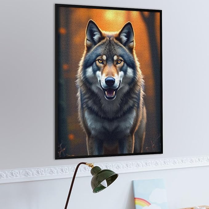 Puzzles for Adults 1000 Pieces Wooden Jigsaw Puzzle - King of Wolves Theme Puzzle，Party Games，Family Toys，Educational Puzzles，Stress Relief Wooden Puzzle，Gifts for Family，Colleagues and Friends