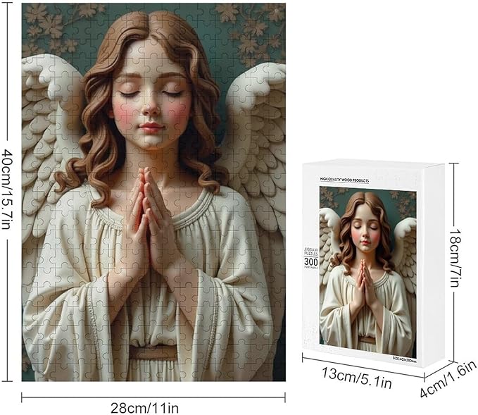 Wooden Puzzle - Classic Angel Praying Jigsaw Puzzles，Wooden Puzzles for Adults 300 Pieces Challenge Puzzles，Educational Games，Family Puzzles，Unique Gifts for Wall Art,Funnny Puzzles