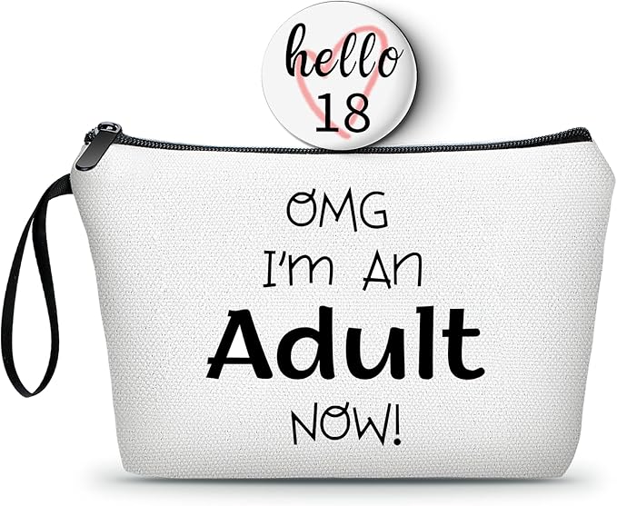 18th Year Old Birthday Gifts for Girls Daughter Sister Friend Teen Makeup Cosmetic Bag with Mirror Christmas