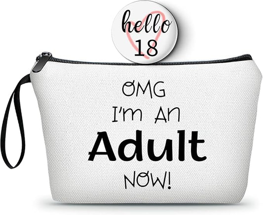 18th Year Old Birthday Gifts for Girls Daughter Sister Friend Teen Makeup Cosmetic Bag with Mirror Christmas