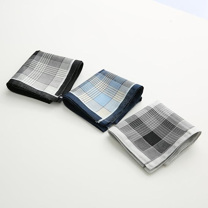 Handkerchiefs for Men, Soft Cotton Men’s Handkerchiefs, Cotton Hankies for Men, Assorted Hankies, 17x17 3/6 PCS