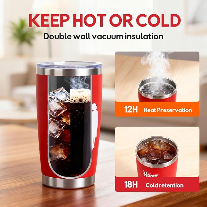 Christmas Gifts for Mom 2025,20oz Insulated Tumbler with Lid, Mothers Day Stainless Steel Travel Mug for Hot/Iced Coffee - Leakproof, Sweatproof, Durable Cup for Home, Office, Commuting,Red