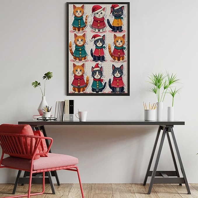 Wooden Puzzle 1000 Pieces Adult - Christmas Cat Puzzle Christmas Puzzles, Holiday Puzzles, Family Toys, Party Games, Jigsaw Puzzle Challenge and Funny