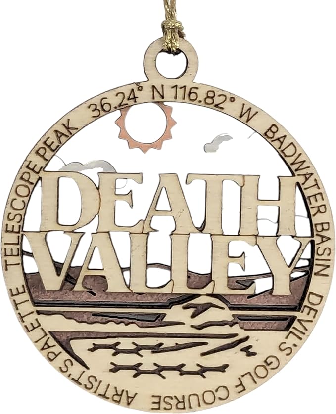 Death Valley National Park Handcrafted Wood Christmas Ornament - 3" Laser Cut Souvenir with Desert Scene